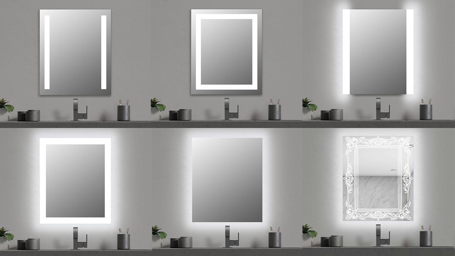 Woman's hand touching the Seura Touch Control Upgrade in a mirror