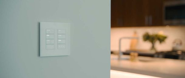 Lightswitch on a white wall from lutron