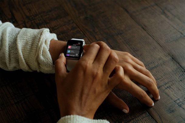 Person checking their smart watch