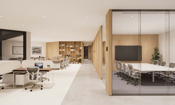 very modern home with light wood and DMF downlights